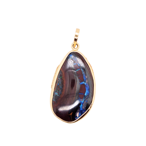 14K yellow gold Australian Boulder Opal Pendant.