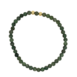 Aventurine hand beaded bracelet with gold fill beads.