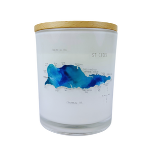 Blue watercolor St. Croix Candle