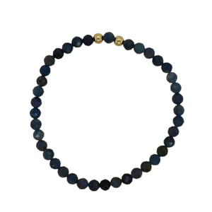 Blue Sapphire hand beaded bracelet with gold fill beads.
