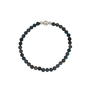 Blue Sapphire hand beaded bracelet with silver beads.
