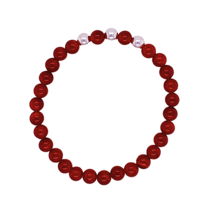 Carnelian hand beaded bracelet with silver.