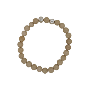 Fossil Jasper hand beaded bracelet with silver beads.