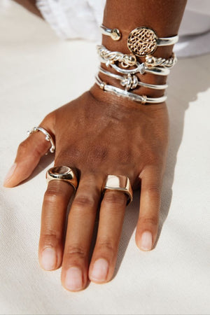 Sterling silver & 14k Bridge Cuff.