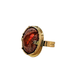 14K yellow gold Mexican Opal Ring.