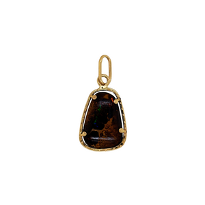 14K yellow gold Australian Boulder Opal Pendant.