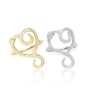 Hammered heart ring in gold and sterling silver