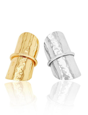 Latitude ring in 14k gold and sterling silver