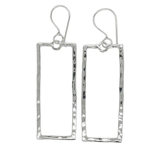 Rectangle dangle earrings in sterling silver.