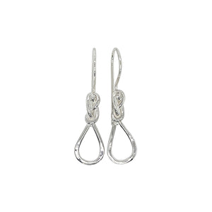 Infinity knot earrings in sterling silver.