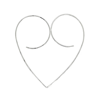 Wire heart earrings in sterling silver.