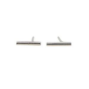 Geometric stud earrings in sterling silver.
