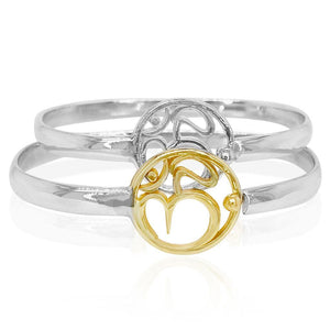 Multi sterling silver and 14k gold Om bracelet