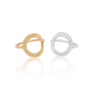 Circle of life ring in 14 kt gold and sterling silver