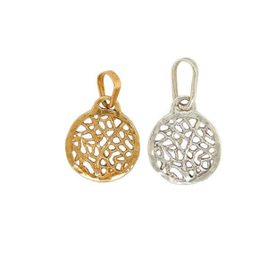 14K yellow gold and sterling silver small 7/8" fan coral pendant