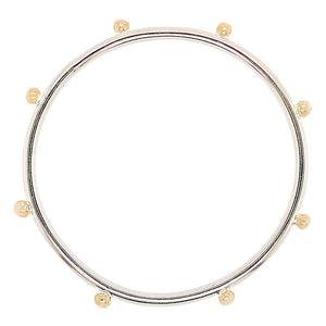 Dreamcatcher bangle in sterling silver and 14k gold accents