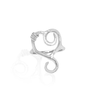Hammered heart ring in sterling silver
