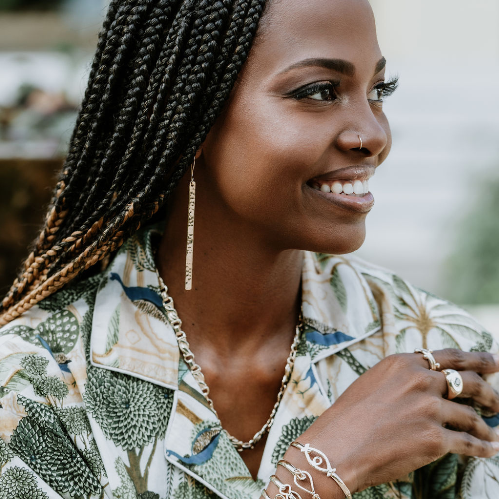 3" 14K Yellow Gold Stick Earrings