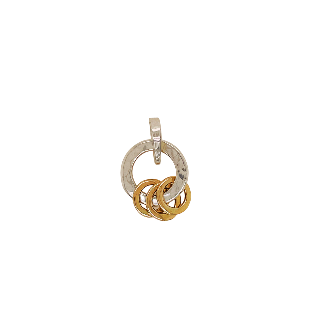 Sterling silver and 14K yellow gold 5/8&quot; Jingle Jangle Pendant.
