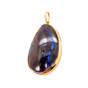 14K yellow gold Australian Boulder Opal Pendant.
