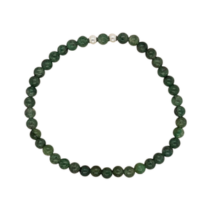Aventurine hand beaded bracelet with silver beads.