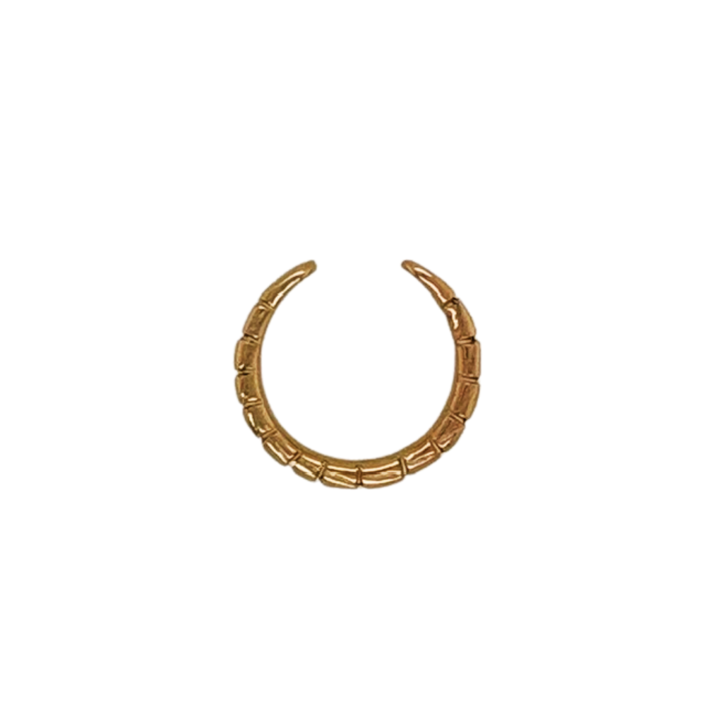 14k yellow gold textured ring with open back.