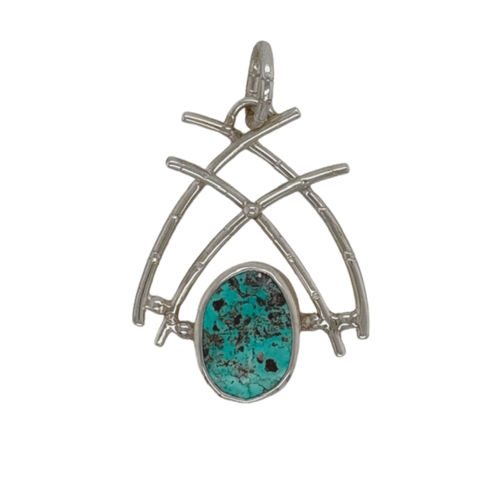 Persian Turquoise pendant set in sterling silver.
