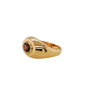 Our oval signet ring is handcrafted in 14kt yellow gold with a 9x7mm Arizona Sunstone using the traditional lost-wax casting technique.