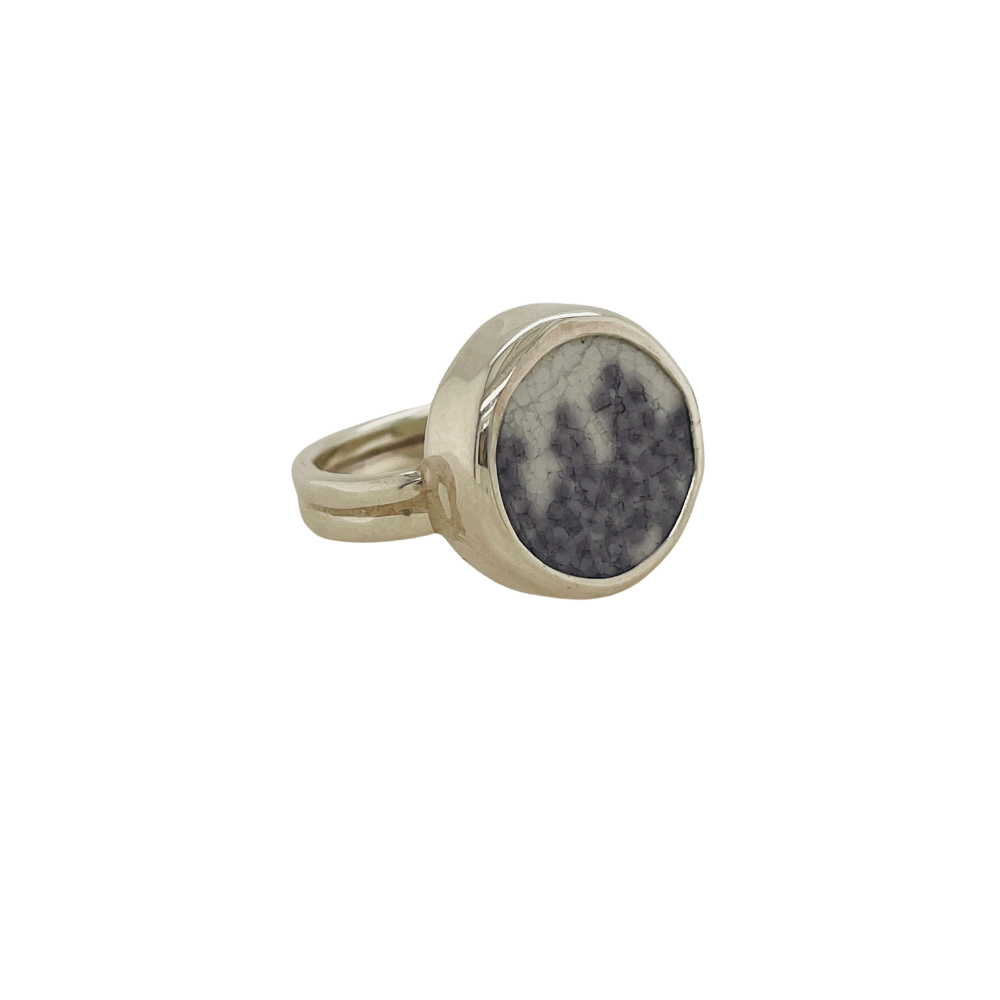 Sideview sterling silver light purple Chaney Ring