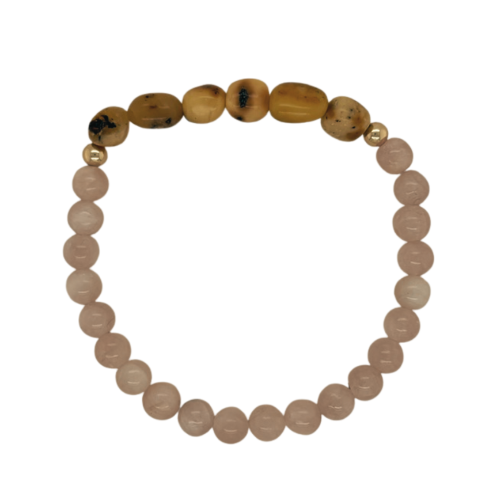 Amber &amp;amp; Amethyst hand beaded bracelet with gold fill beads.