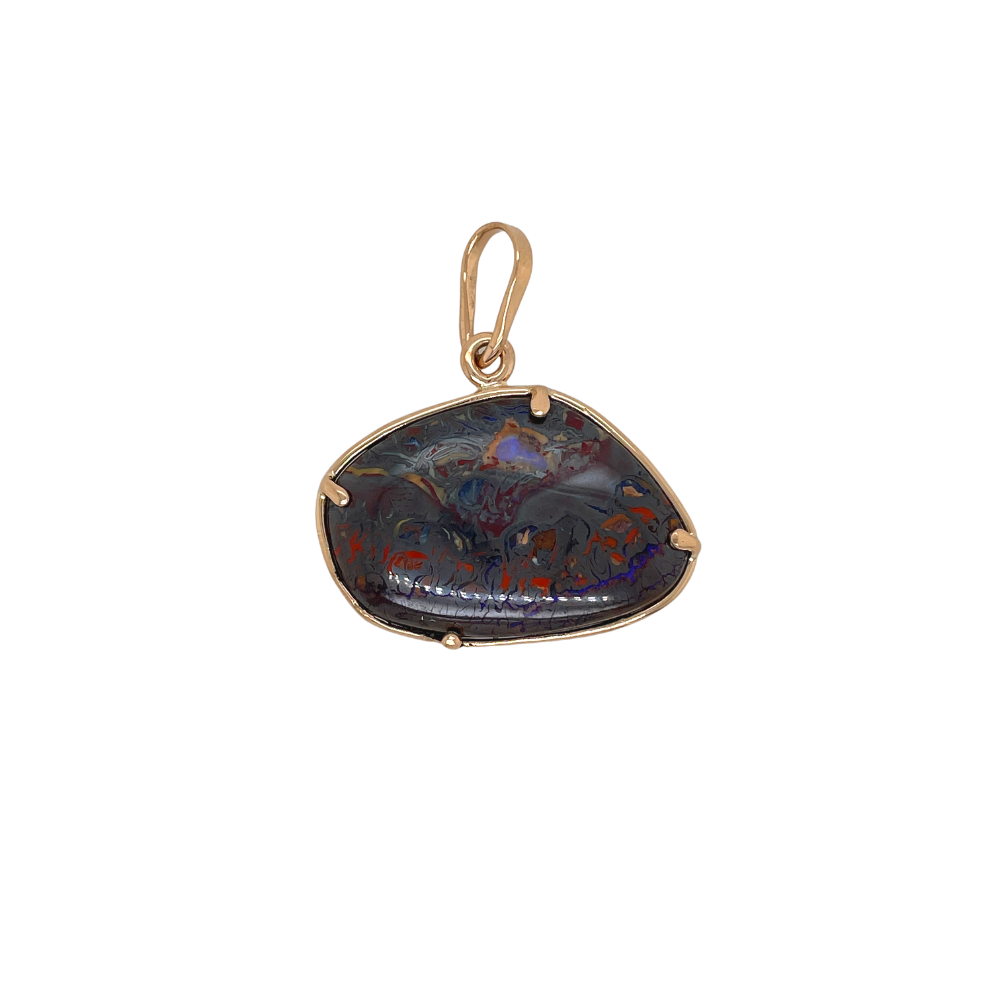 Petroglyph Australian Boulder Opal Pendant - Sterling Silver