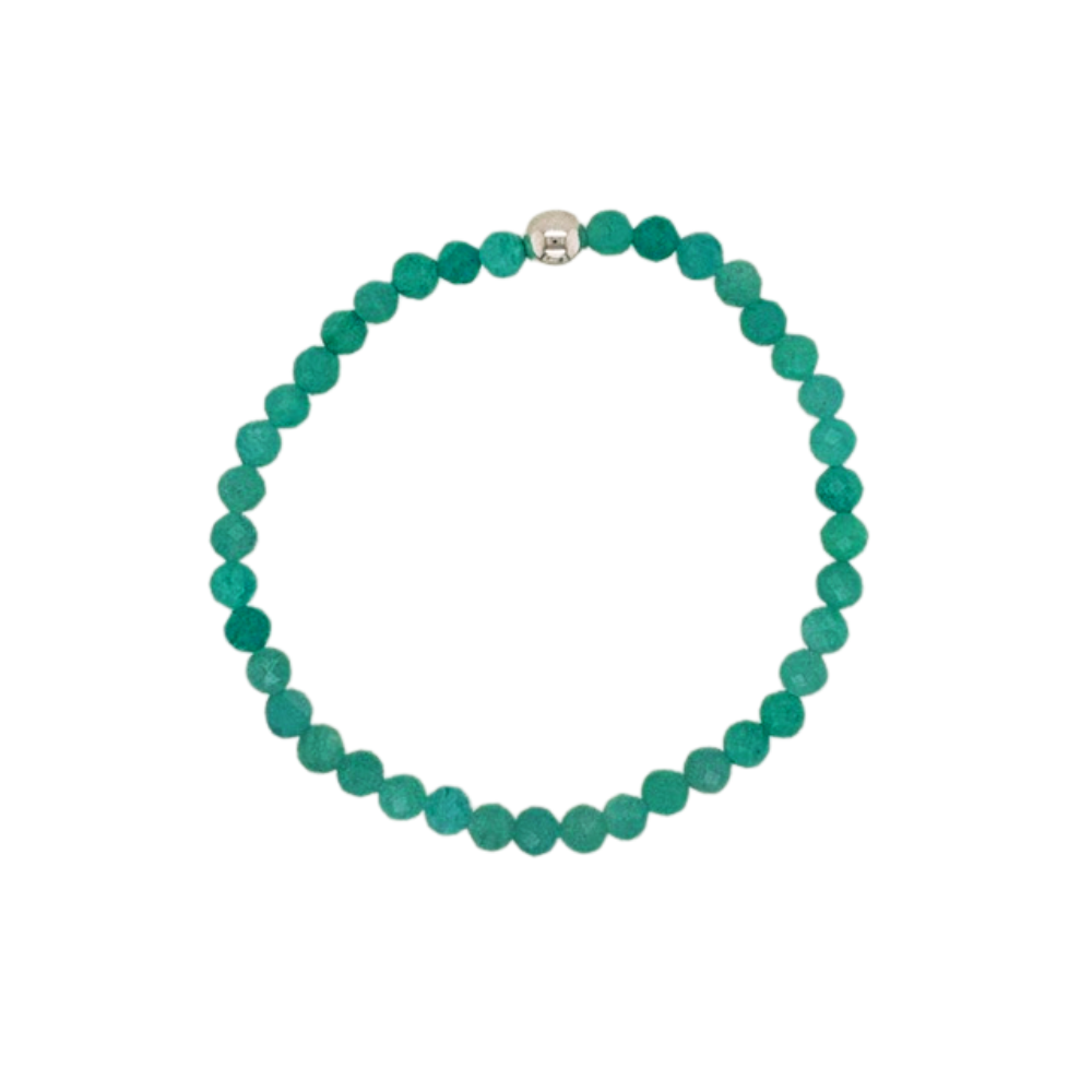 Faceted Amazonite hand beaded bracelet with a sliver bead.