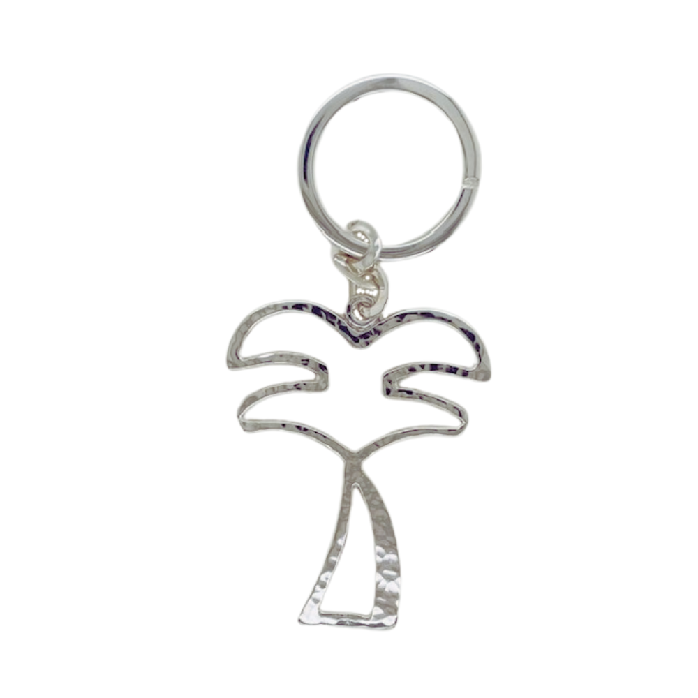 Sterling silver palm tree keychain