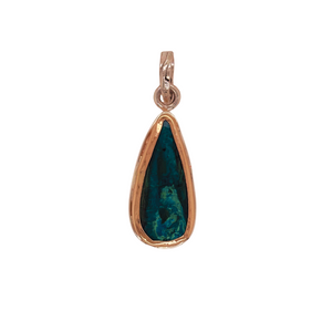 Sterling silver Shattuckite pendant with 14K yellow gold accent.