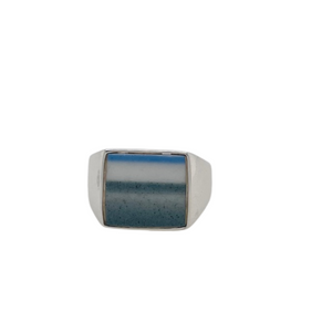 Sterling silver blue chaney signet ring.