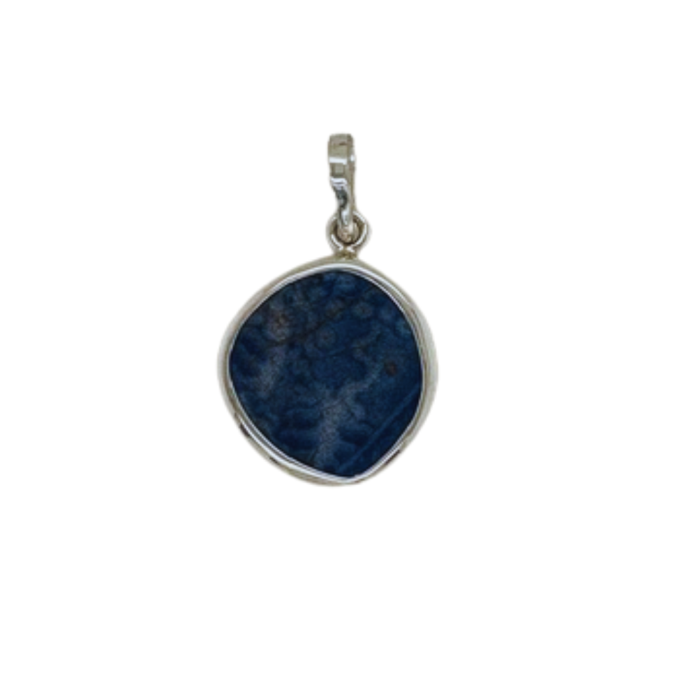 Sterling silver blue Chaney pendant.
