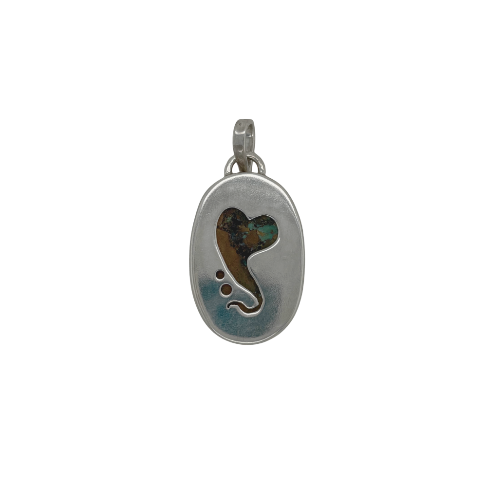 Back of sterling silver Turquoise pendant.