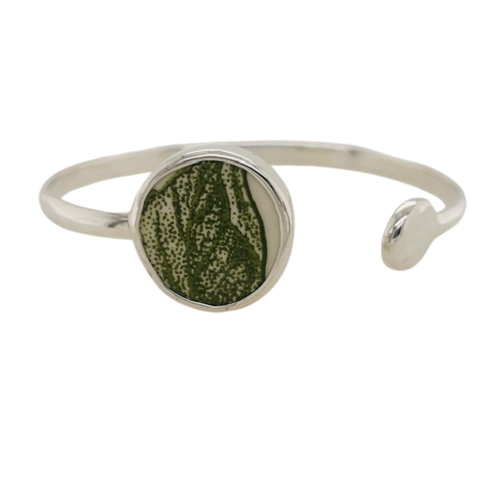 Sterling silver green Chaney cuff.