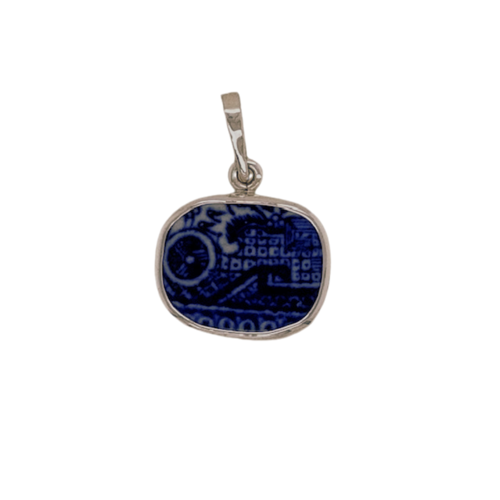 Sterling silver double-sided blue Chaney Pendant.