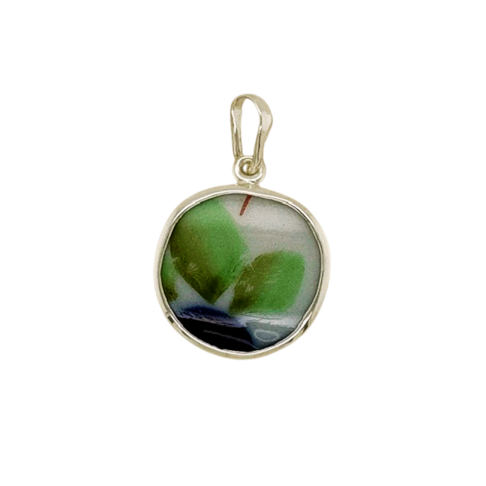 Sterling silver blue and green Chaney pendant.