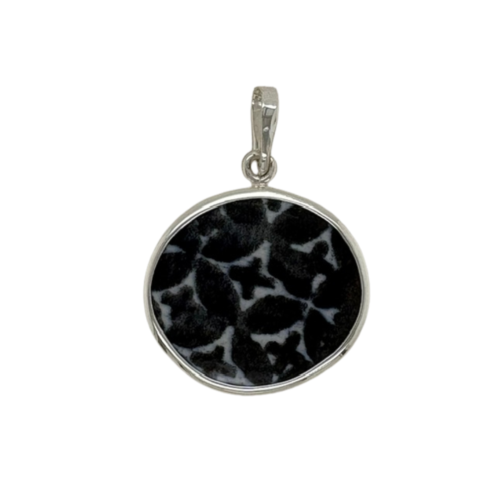 Sterling silver black Chaney pendant.
