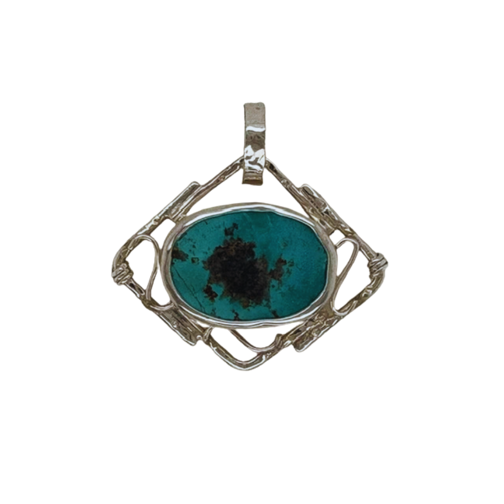 Persian Turquoise pendant set in Sterling Silver.