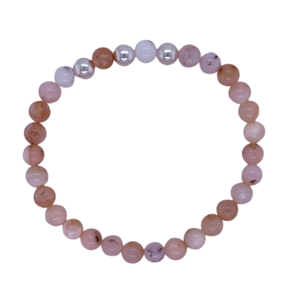 Pink opal Journey Bracelet with silver beads.