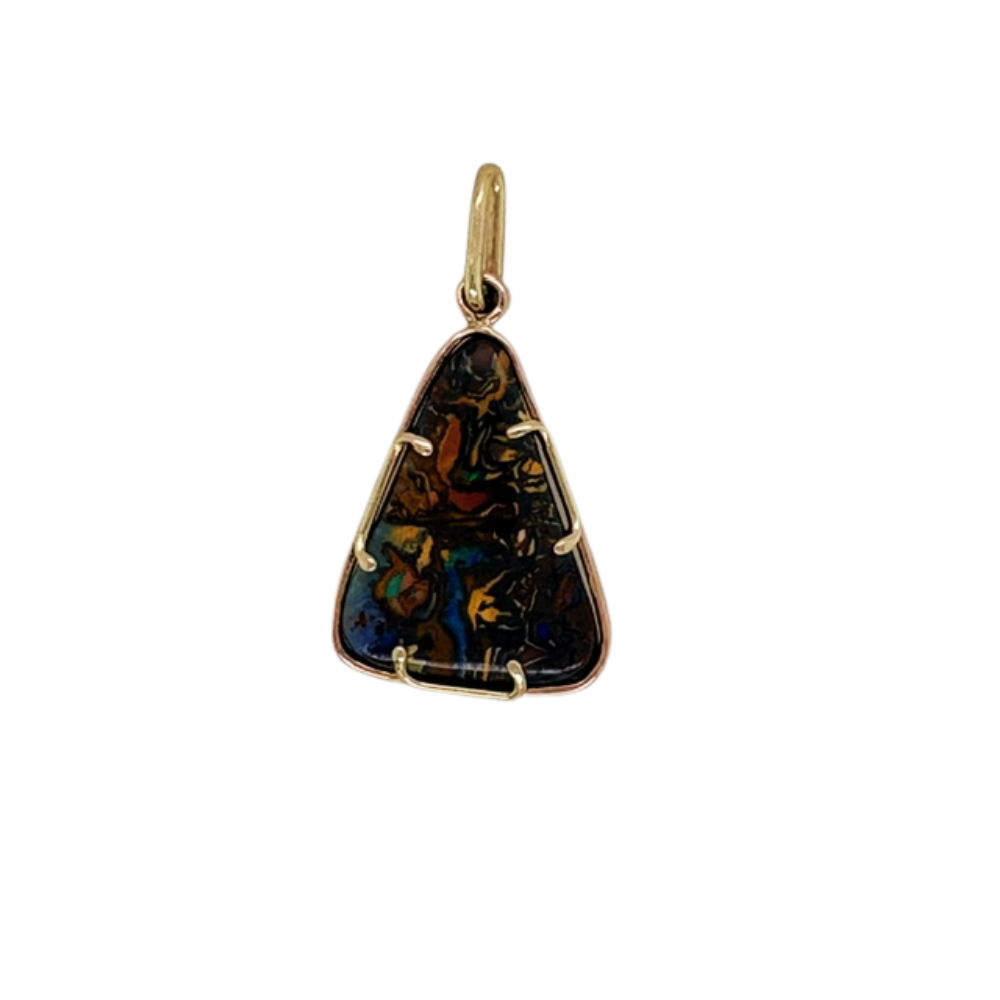 14k yellow and rose gold Australian Boulder Opal pendant.