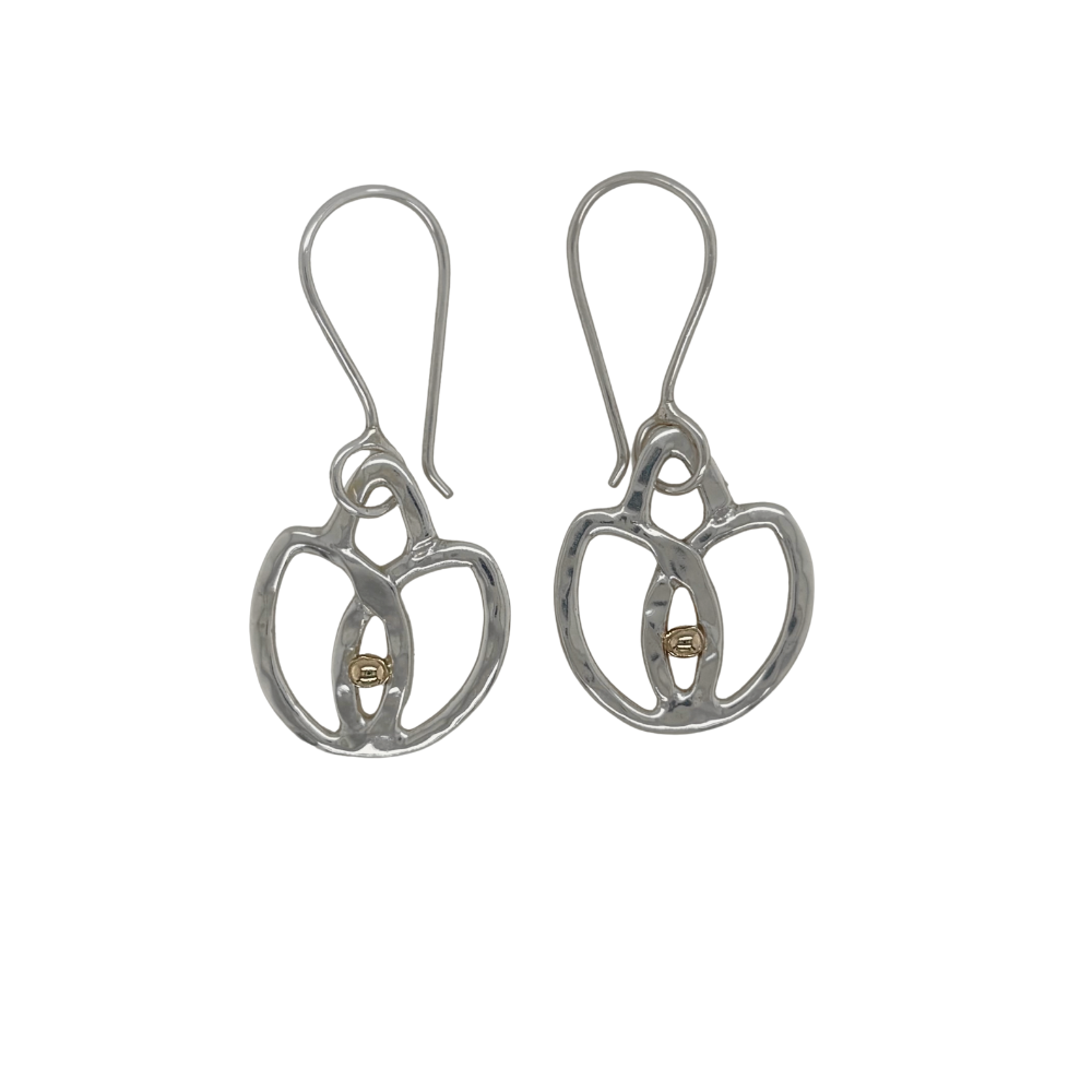 Sterling silver &amp; 14k yellow gold Lotus Earrings.