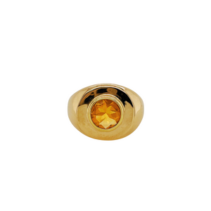 14k yellow gold signet ring with a Mexican Opal.