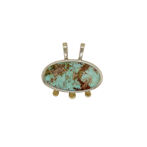 Sterling silver Persian Turquoise pendant with 14K yellow gold accents.