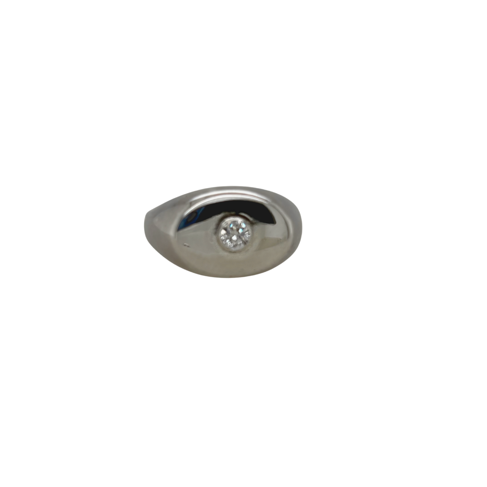 Sterling silver lab grown diamond signet ring.