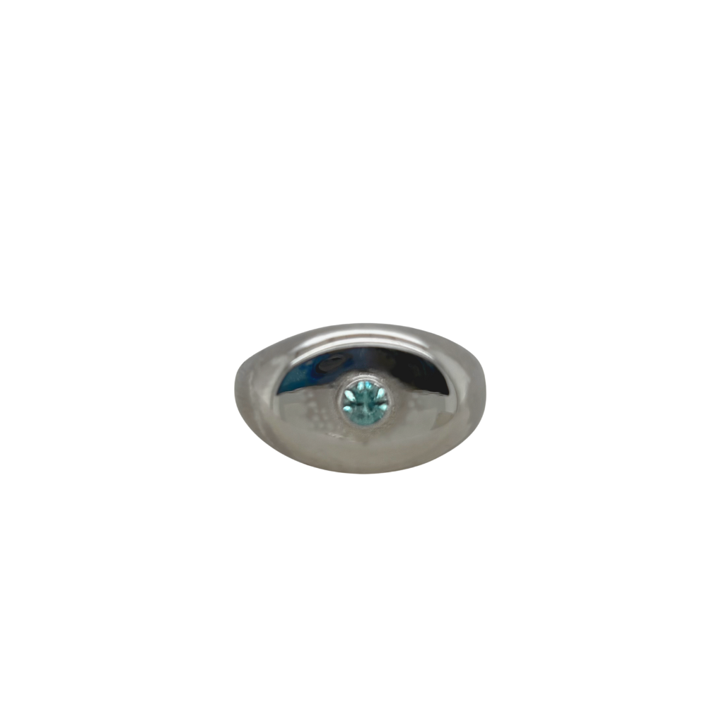 Sterling silver blue topaz signet ring.