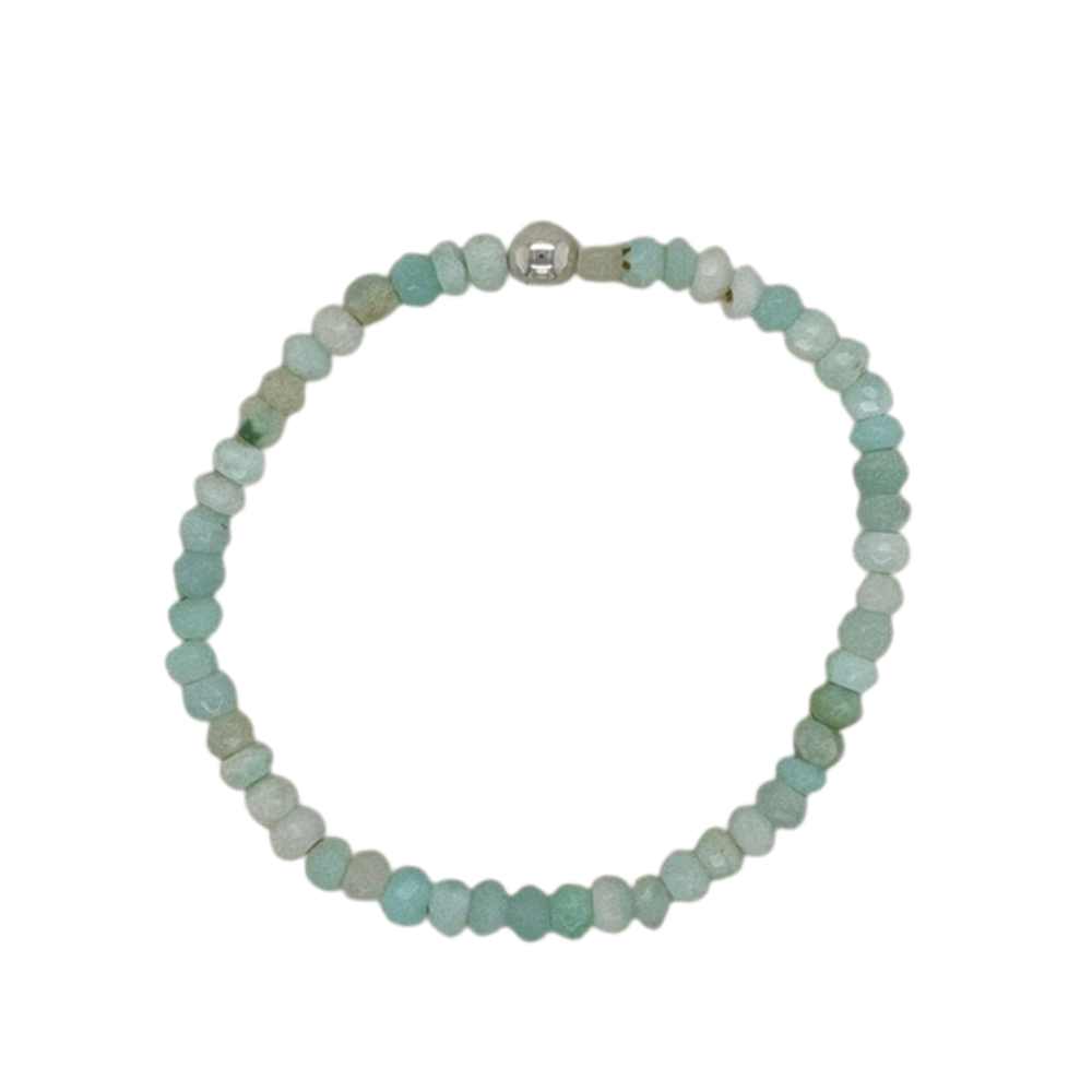 Sky Opal hand beaded bracelet with silver bead.